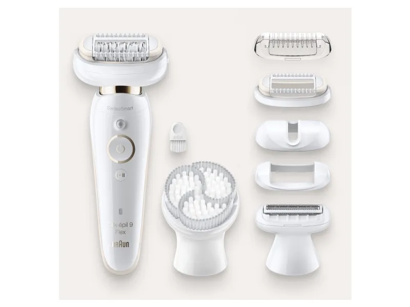 Braun Silk-épil 9 Flex 9-030 3D, Lyserød, Hvid, 40 pincetter, MicroGrip, Armhule, Bikini, 0,5 mm, Batteri