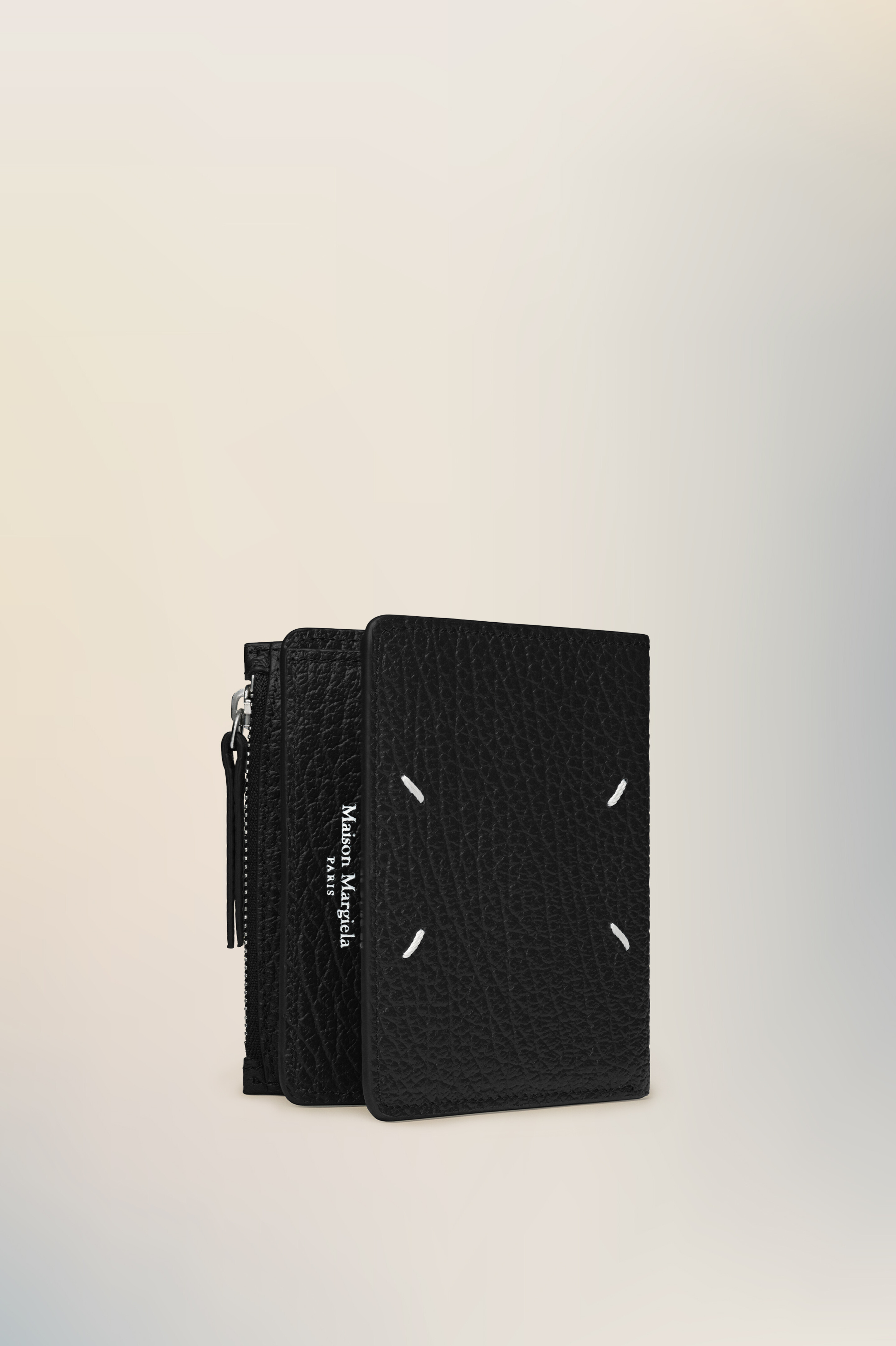 Portefeuille à rabat cuir grainé | Femme Noir