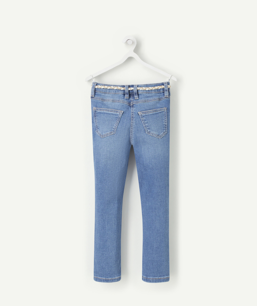JEAN SKINNY FILLE EN DENIM LOW IMPACT AVEC CEINTURE TRESSÉE PAILLETÉE