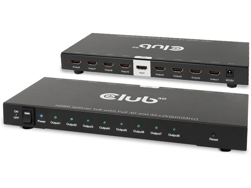 Club 3D 8-Port Signalsplitter CSV-1383 1 auf 8 HDMI-Verteiler