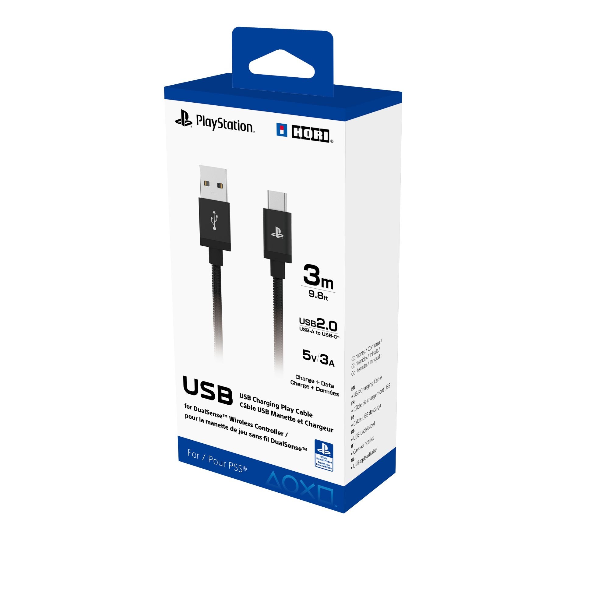 Hori USB-Kabel »Dual Sense Ladekabel für PS5 (3 Meter)« USB-C USB Typ A 300 cm Offiziell lizenziert von Sony