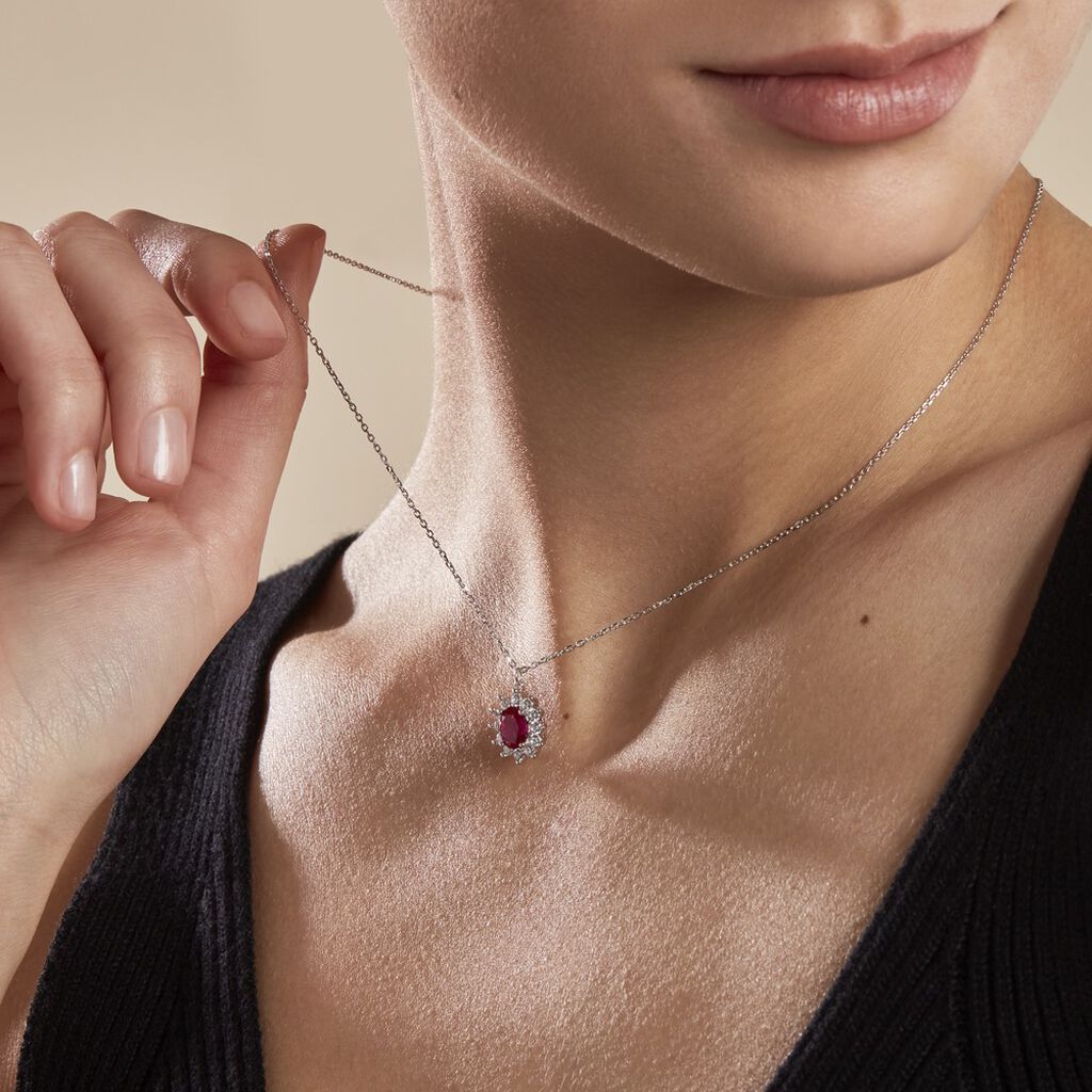 Collier Perez Argent Blanc Oxyde De Zirconium