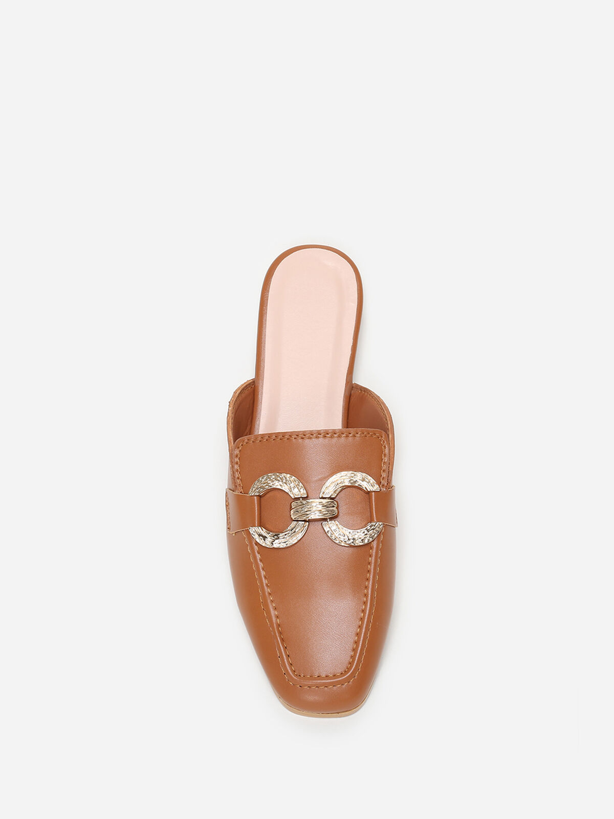 Mules mocassins à boucles- Camel