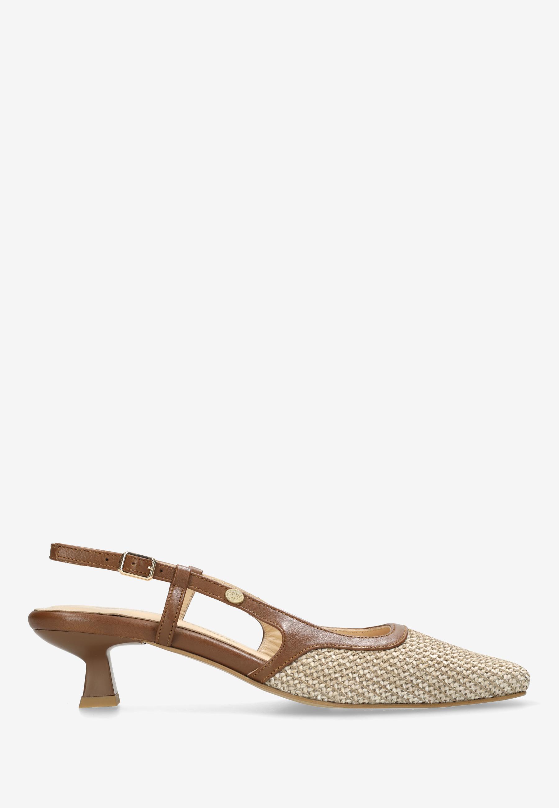 CARLY SLING raffia/nappa leather Beige/Brown