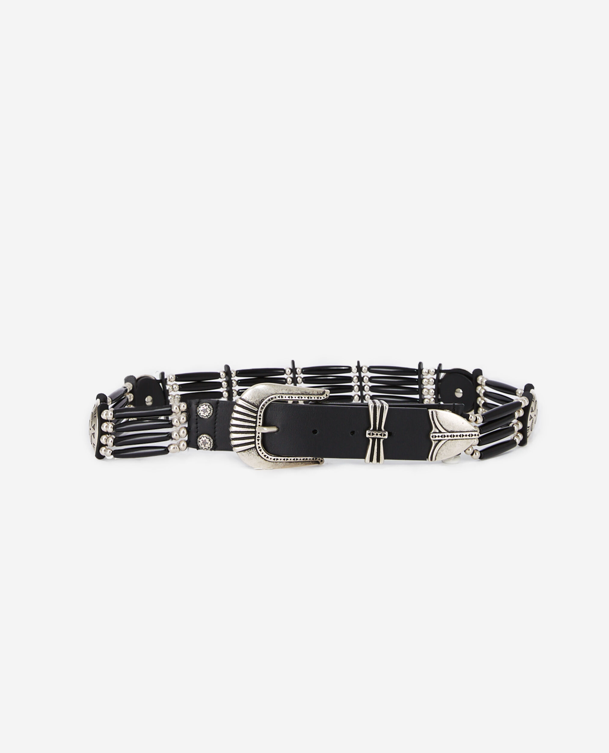Ceinture large en cuir noire