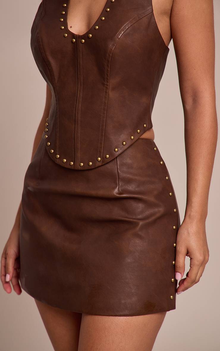Chocolat Jupe Mini Co-ord À Détails Cloutés Petite