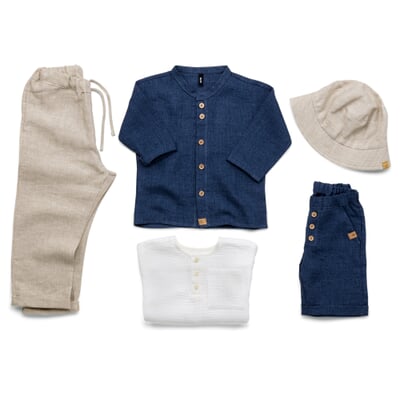 Kinder-Shorts Leinen, Denimblau