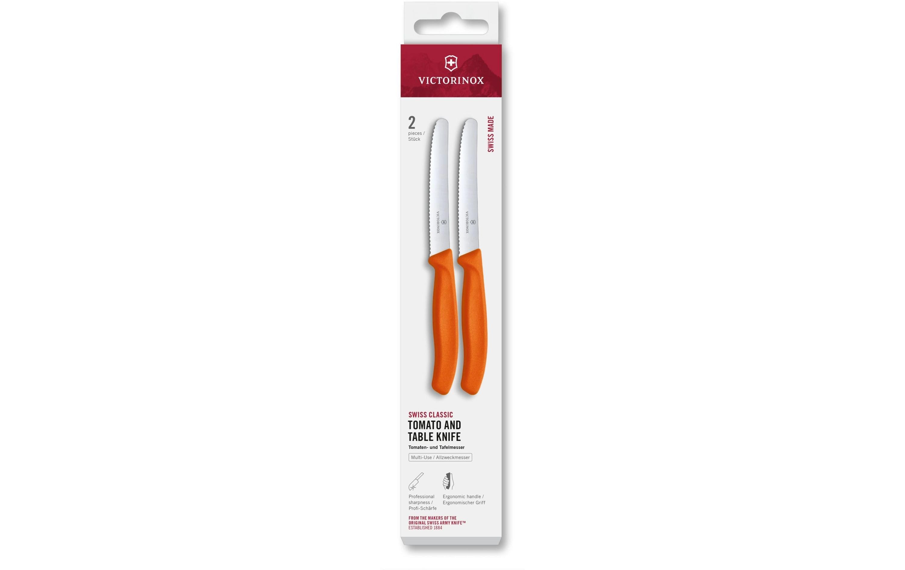 Tafelmesser Swiss Classic, 11 cm, Orange, 2 StückTomatenmesser mit extra scharfem Wellenschliff
