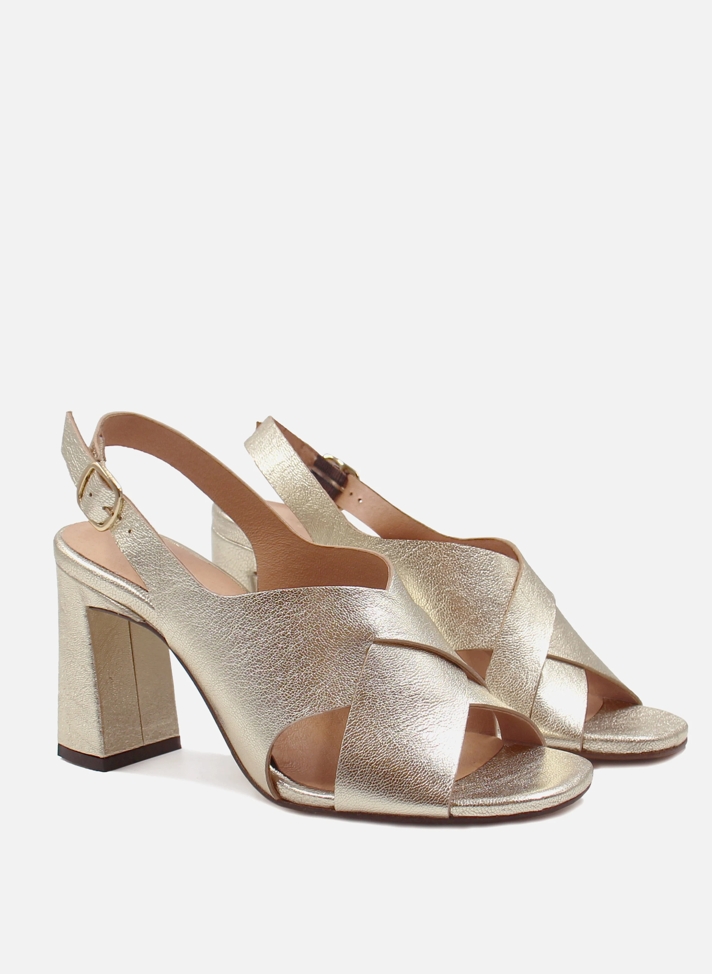 Sandales graphiques cuir métalisé | Doré