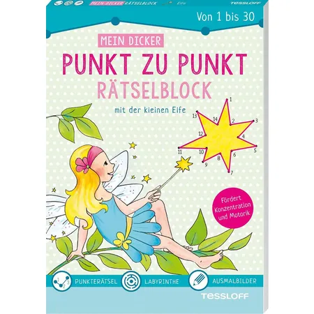 Tessloff Mein dicker Punkt zu Punkt Rätselblock mit der kleinen Elfe. Von 1 bis 30