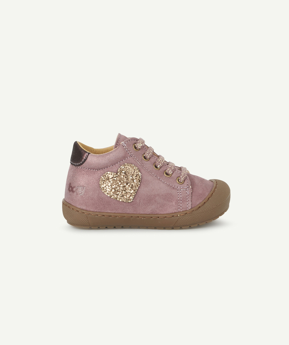 BOPYBOTTINES PREMIER PAS BÉBÉ EN CUIR MAUVE BRILLANT