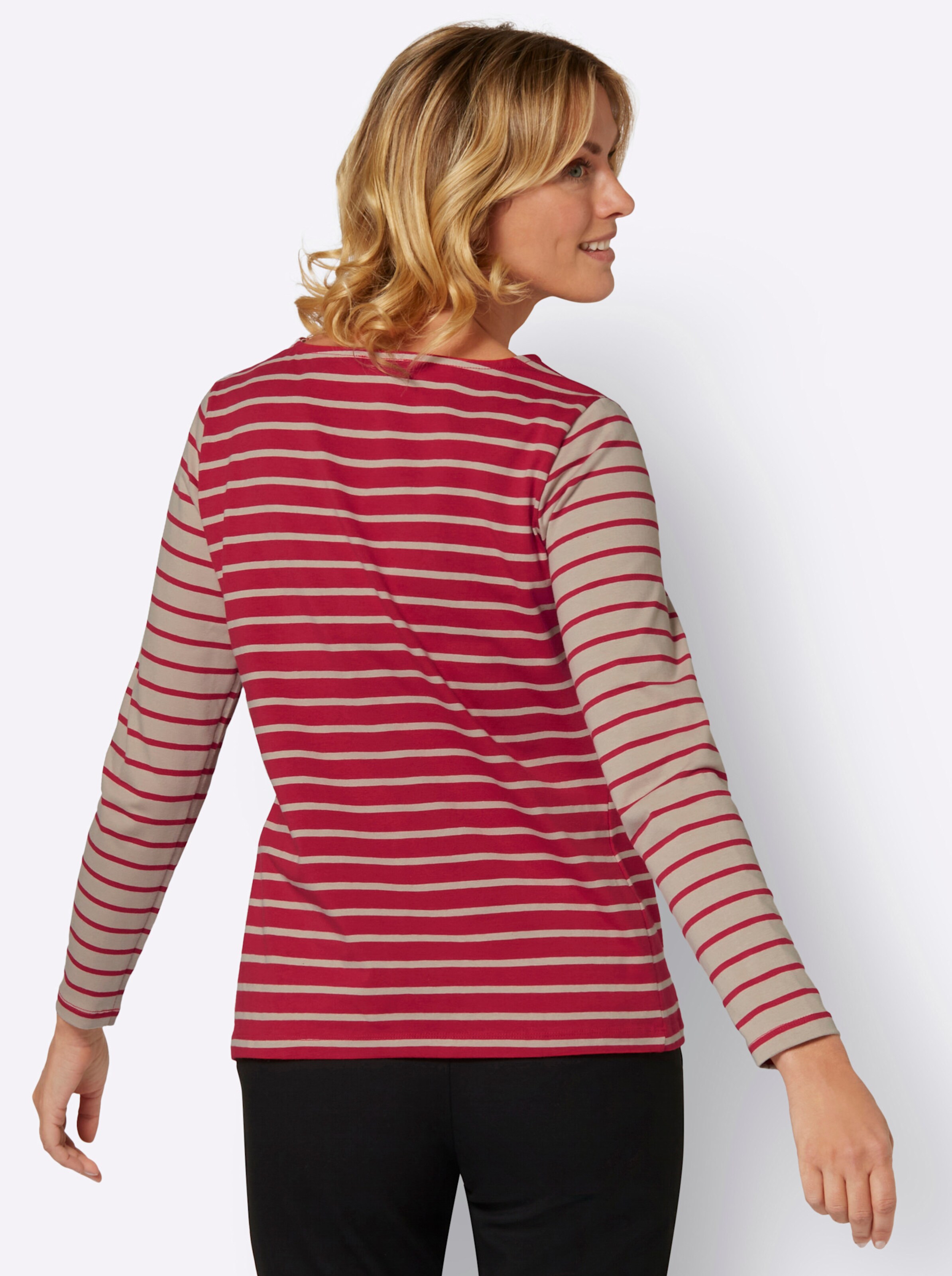 Ringelshirt in rot-sesam-geringelt
