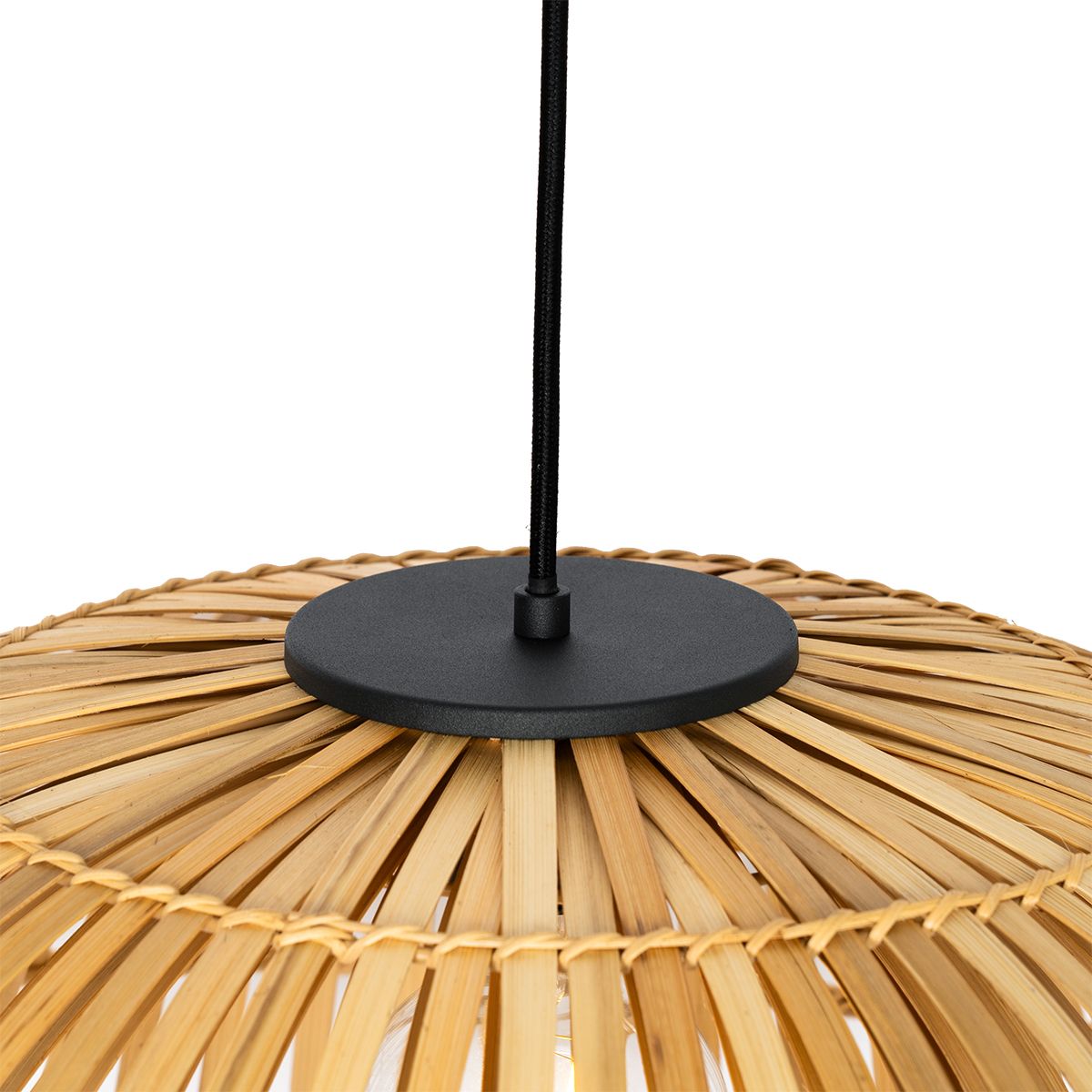 Oosterse hanglamp zwart met naturel bamboe 62 cm - Pua