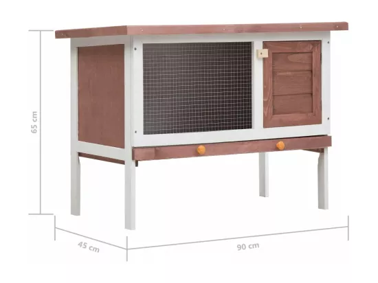 Clapier d'extérieur 1 niveau Marron Bois