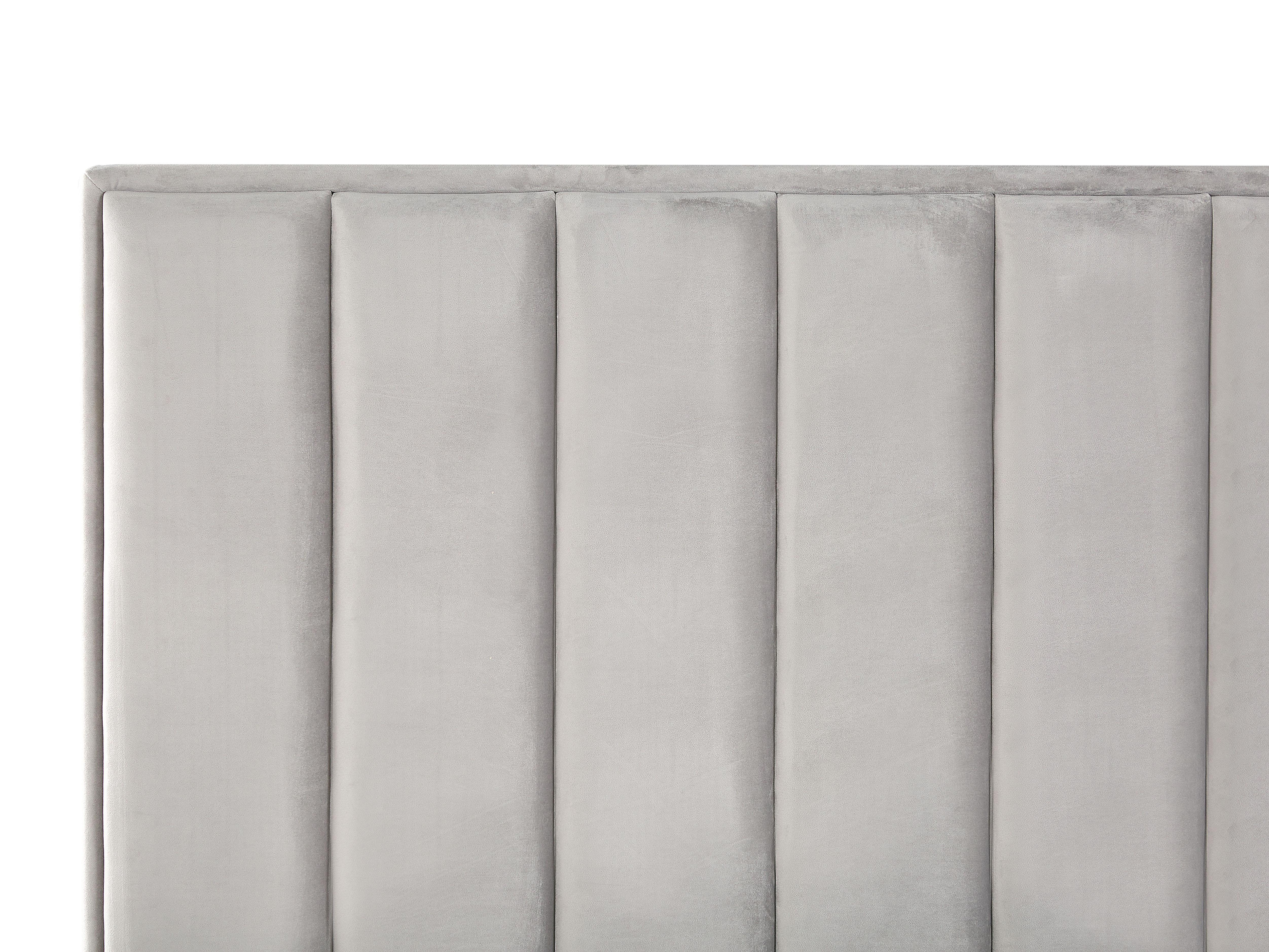 Bed met opbergruimte Fluweel SEZANNE 180 x 200 cm Lichtgrijs