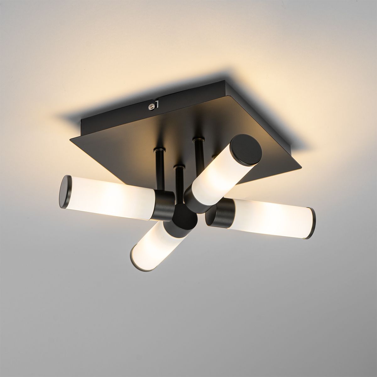 Moderne badkamer plafondlamp zwart 4-lichts IP44 - Bath