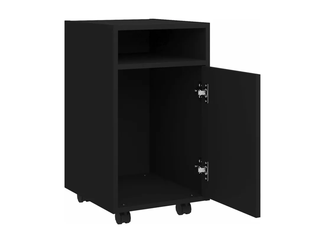 Armoire latérale avec roues Noir 33x38x60 cm Bois d’ingénierie