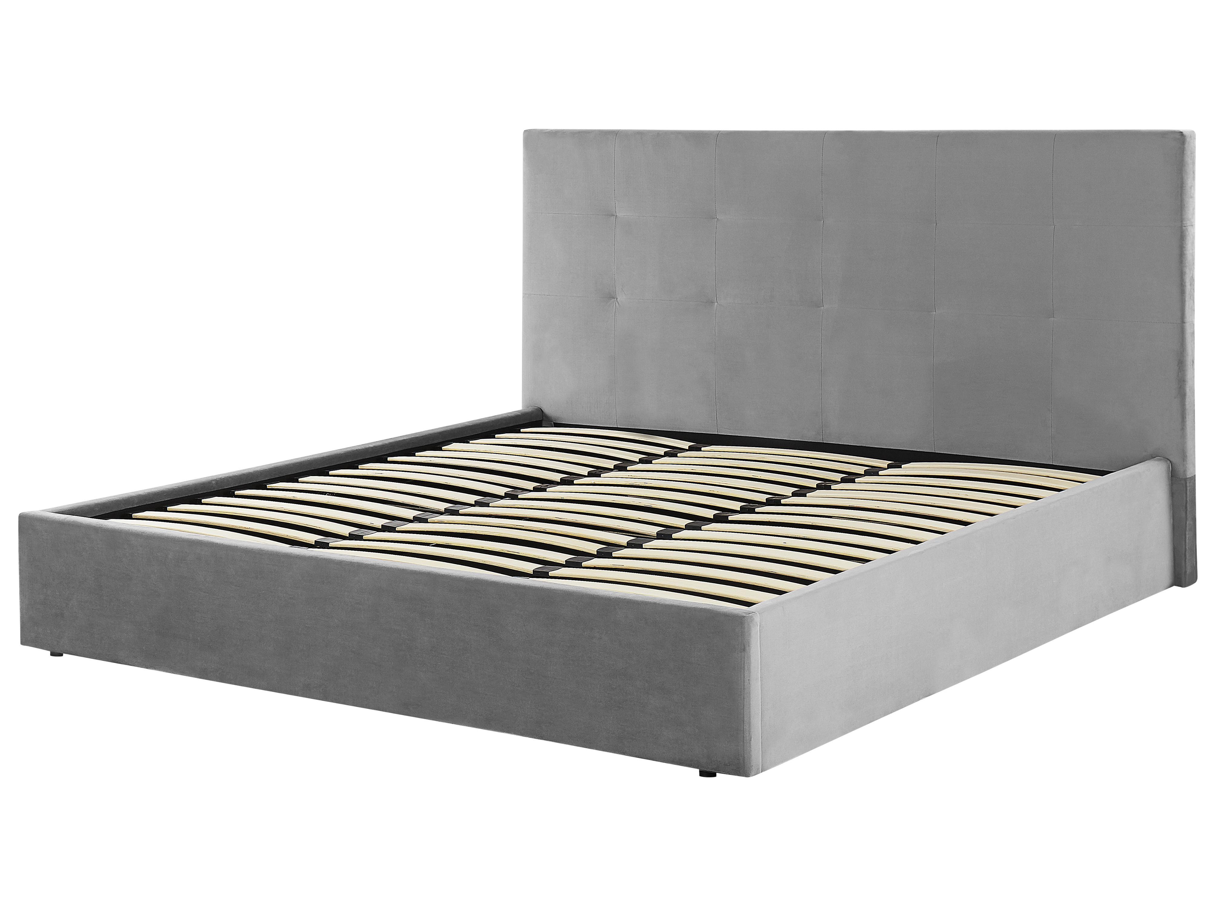 Bed met opbergruimte Fluweel LORIENT 180 x 200 cm Lichtgrijs
