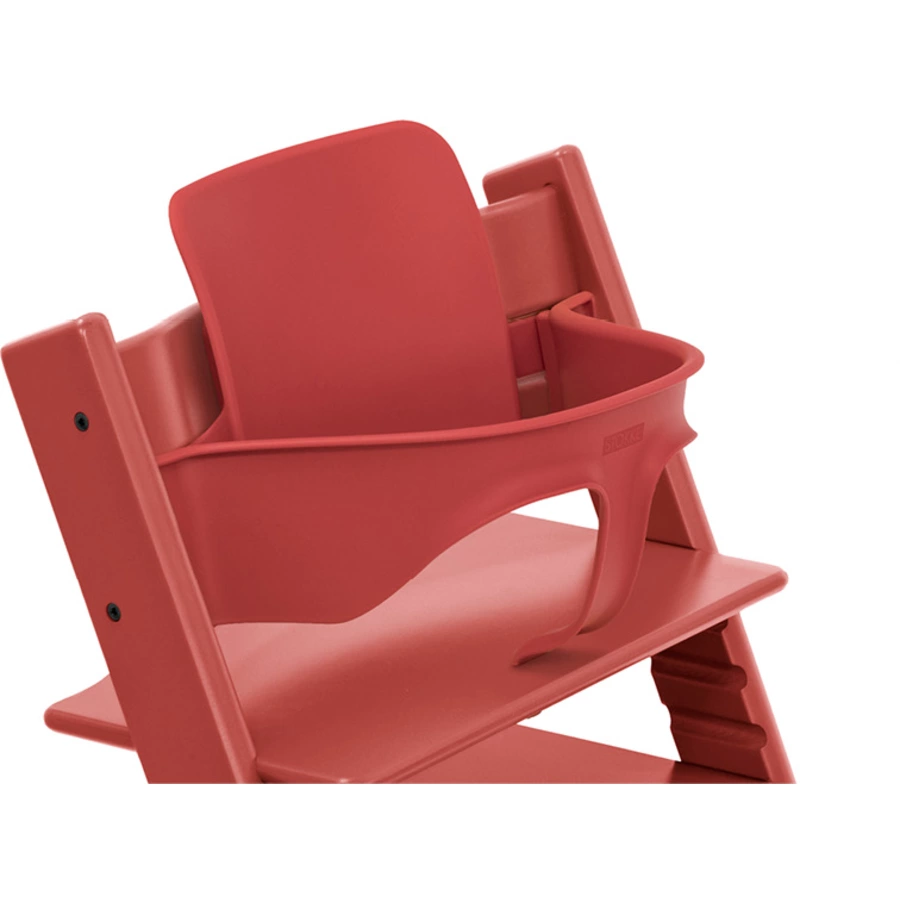 STOKKE® Mega Tripp Trapp® Set Hochstuhl Buche Warm Red inkl. Newborn Set™ Grey und Baby Set Warm Red