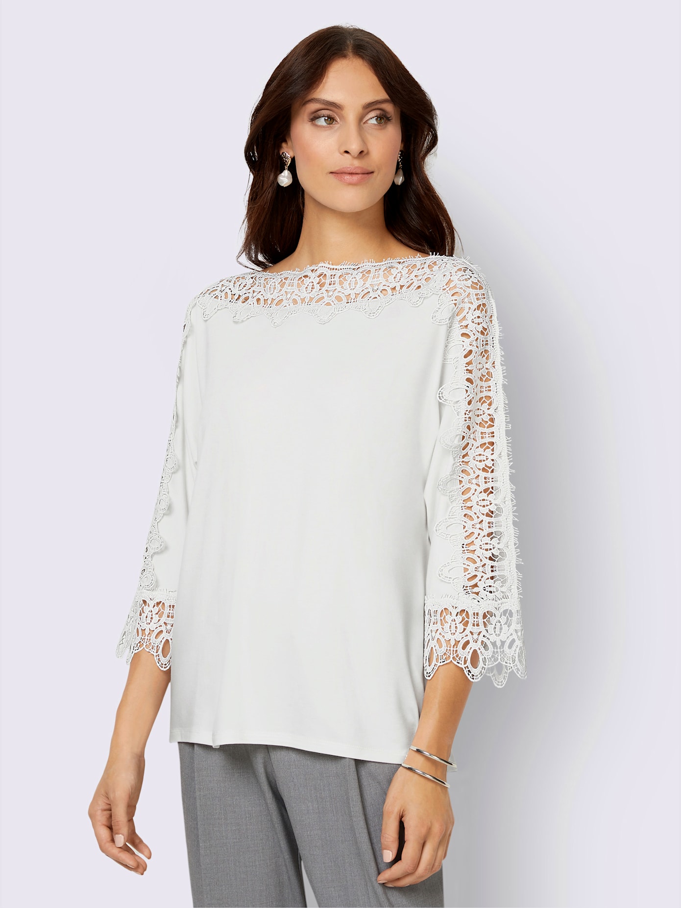 T-shirt en dentelle qualité viscose douce