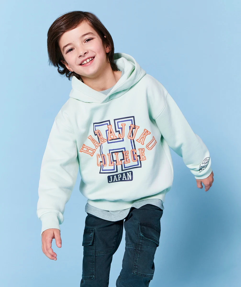 SWEAT À CAPUCHE GARÇON EN FIBRES RECYCLÉES VERT THÈME CAMPUS