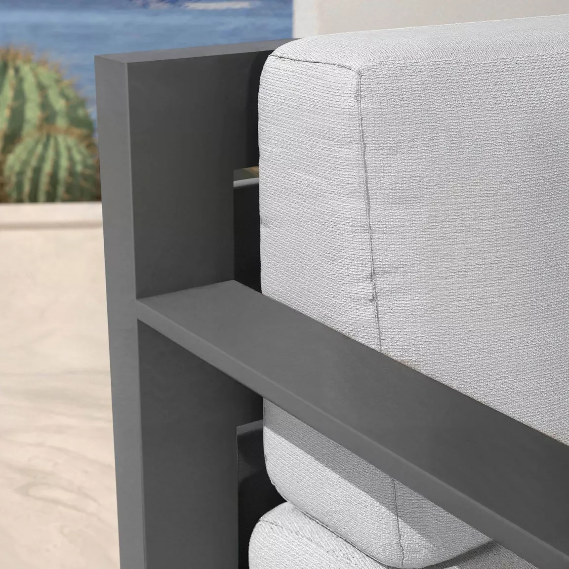 Salon de jardin aluminium 7 places 5 pcs Elba Gris anthracite et gris clair