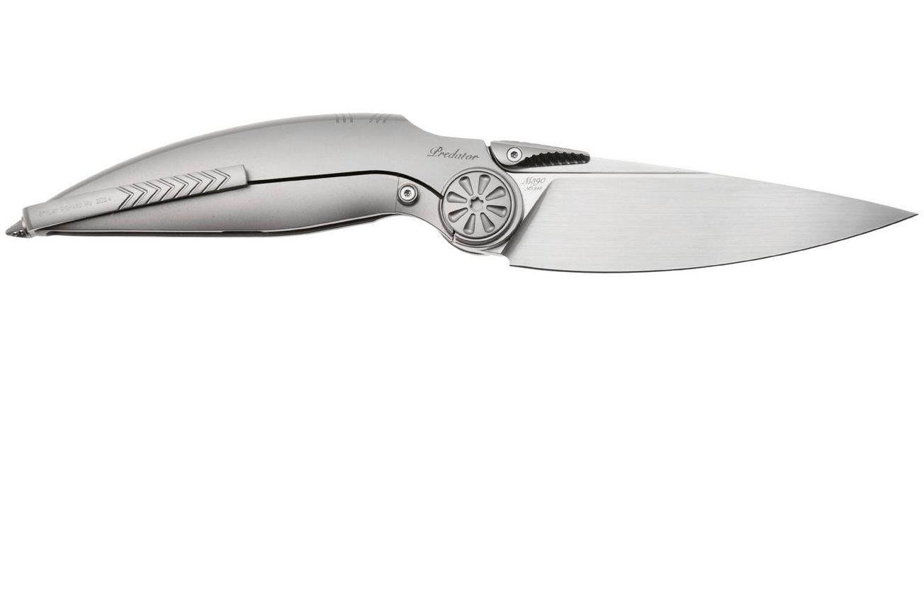 Rike Knife Predator Satin Böhler M390, Titanium, zakmes