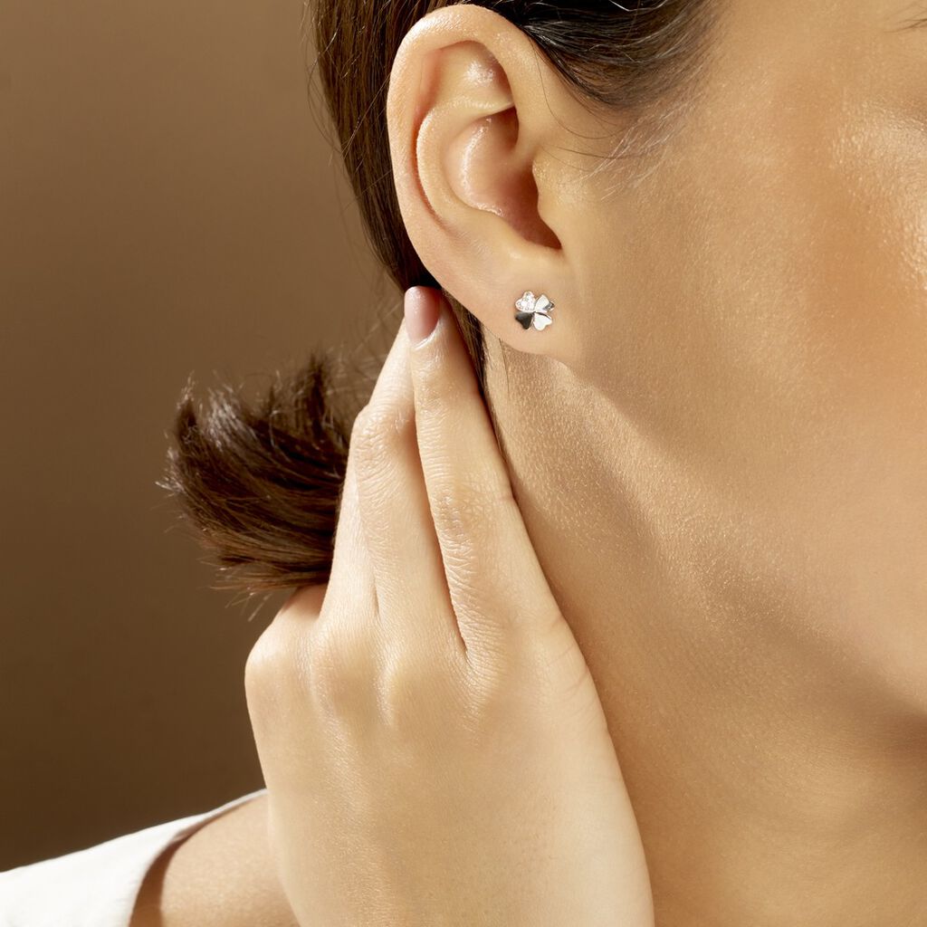 Boucles D'oreilles Puces Luce Argent Blanc Oxyde De Zirconium