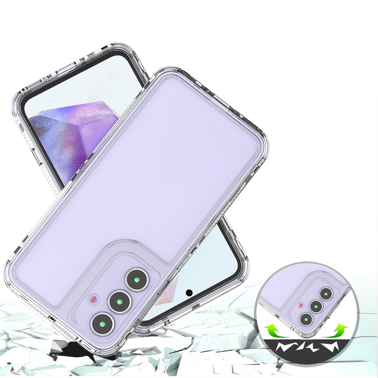 Samsung Galaxy S24 FE Hybrid Hülle TPU Bumper   Acryl Rückseite - Transparent