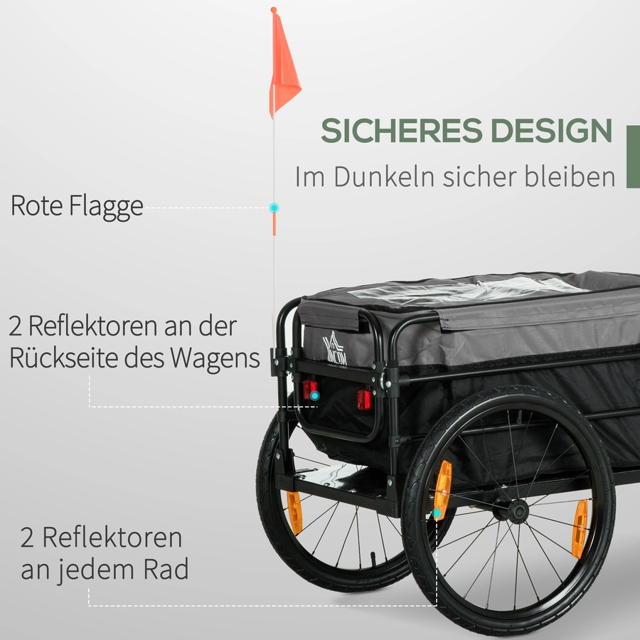 HOMCOM Lastenanhänger mit Stahlrahmen schwarz, grau