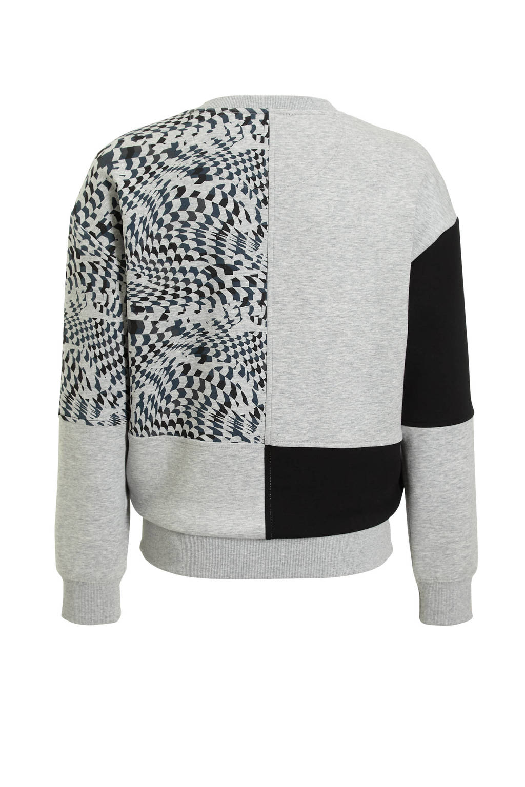 Coolcat sweater Nathan met allover print grijs melange