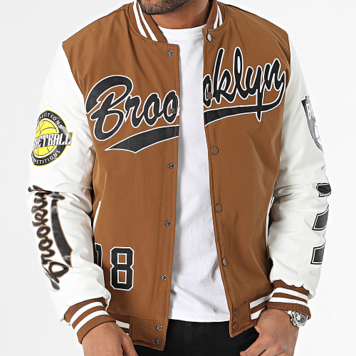 Veste Teddy Marron Blanc