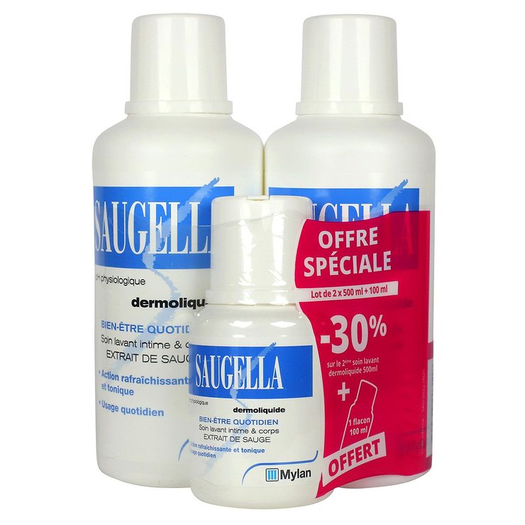 Dermoliquide hygiène intime 2x500ml + format 100ml offert