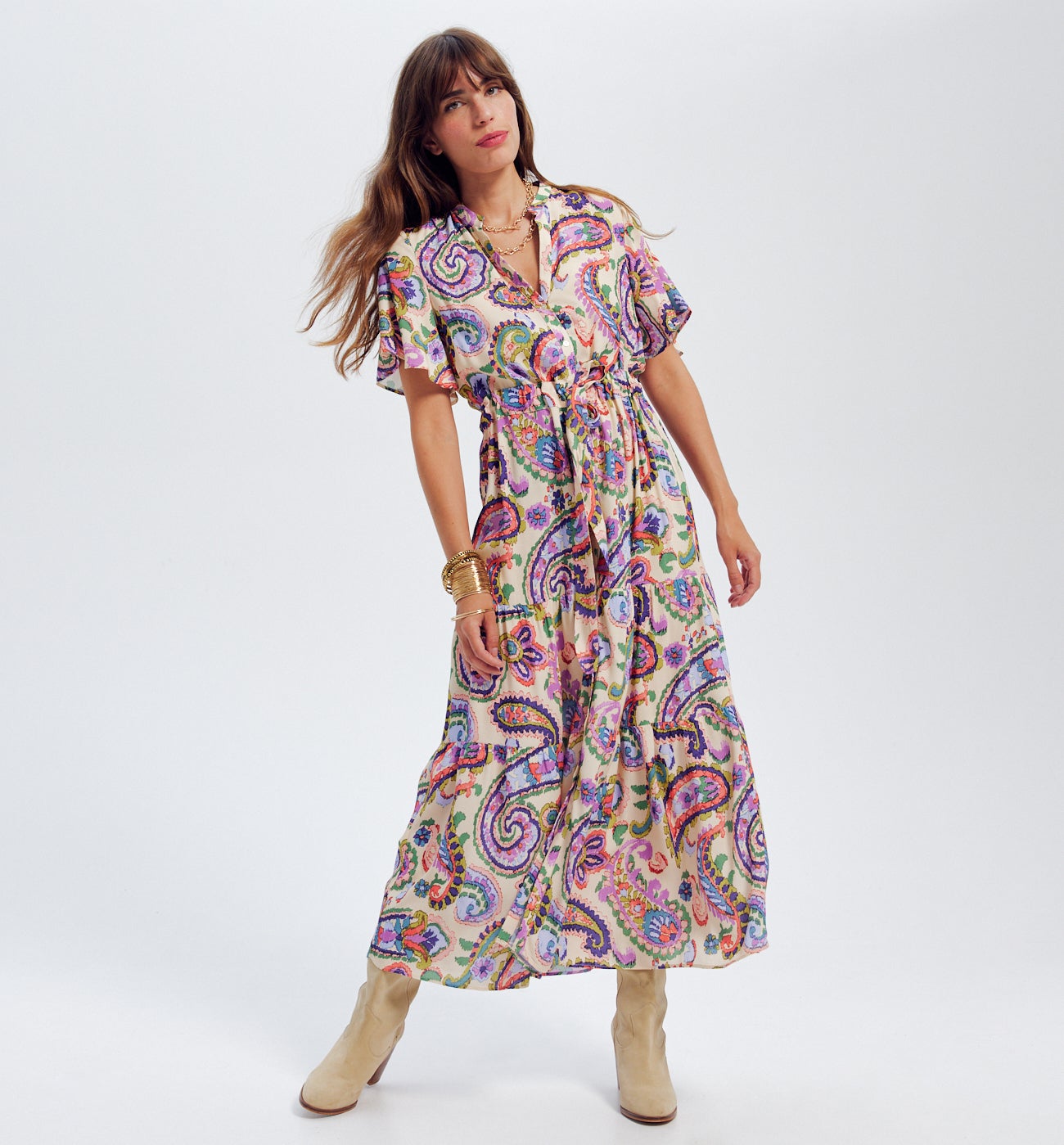 Robe-chemise imprimée Femme - Imprimé écru