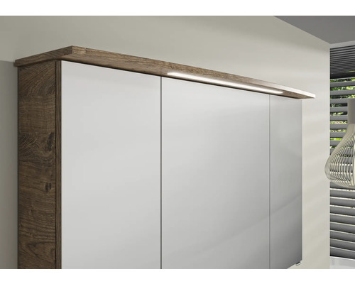 Pelipal Serie 4010 badkamermeubelset, afmetingen (B x H x D): 180,5 x 200 x 48 cm, fronten in eikenlook. Ribbeck 5-delige badkamermeubelset en meer, inclusief keramische wastafel in wit, wastafelmeubel, spiegelkast met ledverlichting, onderkast en wa