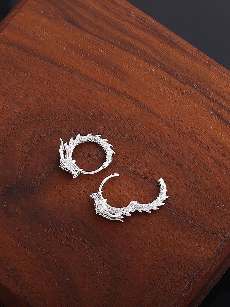 Andante - Draak Sterling Zilveren Hoepel Oorbel / Set
