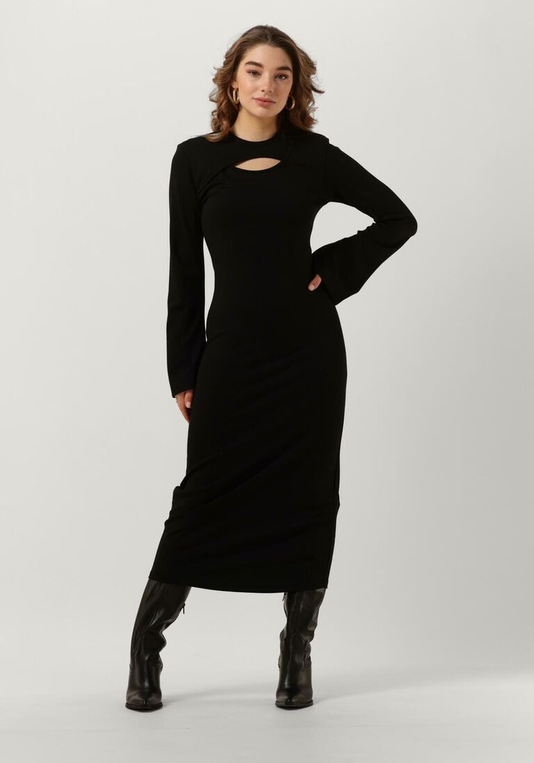 GESTUZ zwarte gestuz midi jurk ankagz long dress