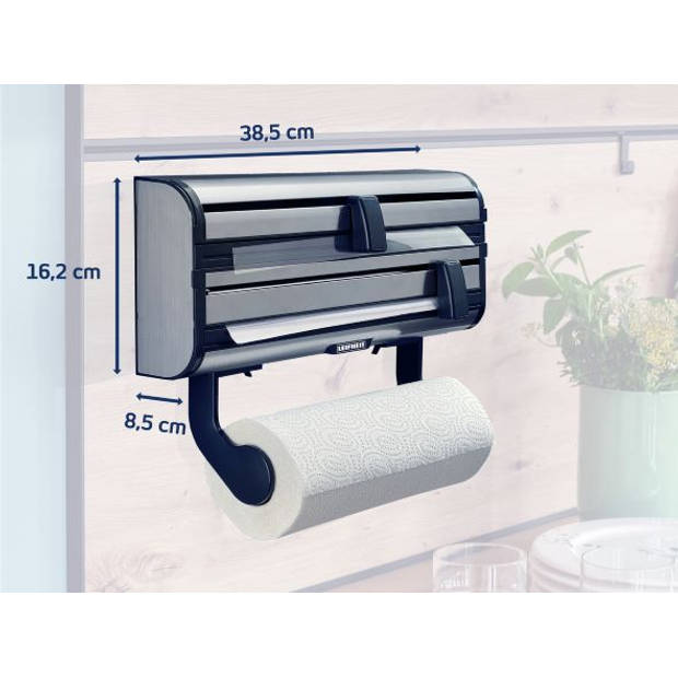 Leifheit rollenhouder Parat Royal - zwart rvs