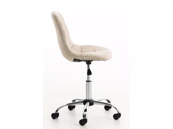 Chaise de bureau - Tissu & Métal chromé - Crème - Emil