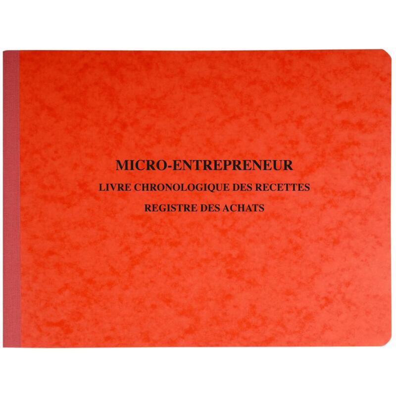 Piqûre 24x32cm Livre chronologique des recettes - Registre des achats - Spécial micro-entrepreneurs - 80 pages