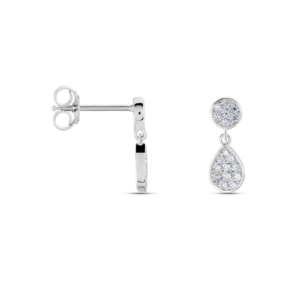 Boucles D'oreilles Pendantes Aletha Argent Blanc Oxyde De Zirconium