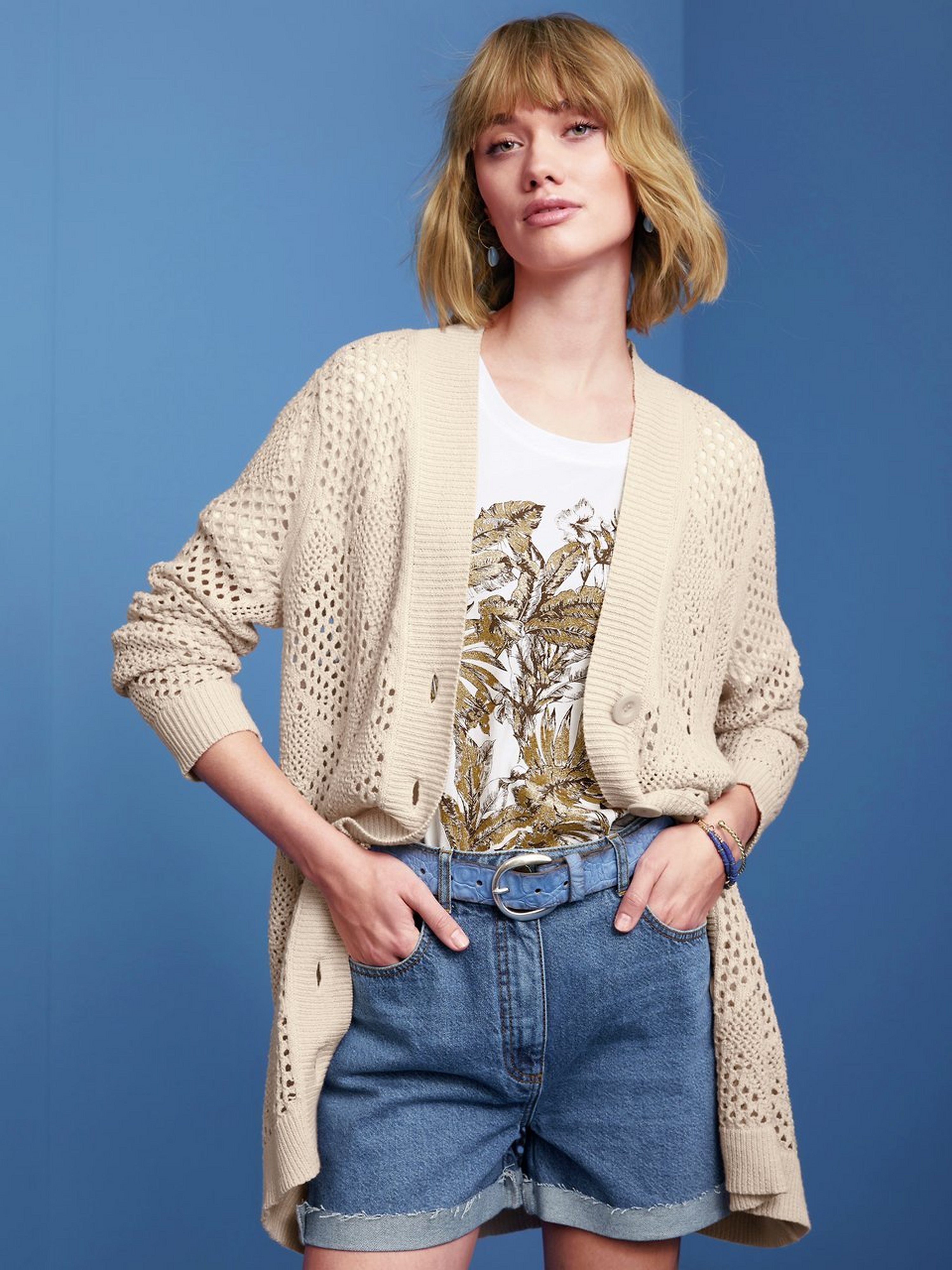 Long-Strickjacke