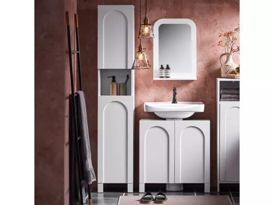 SoBuy Meuble Colonne, Armoire Haute de Salle de Bain, Meuble de Rangement Étroit avec 2 Portes Étagères Réglables, Compartiments, 30 x 30 x 160 cm, Blanc, BZR163-W