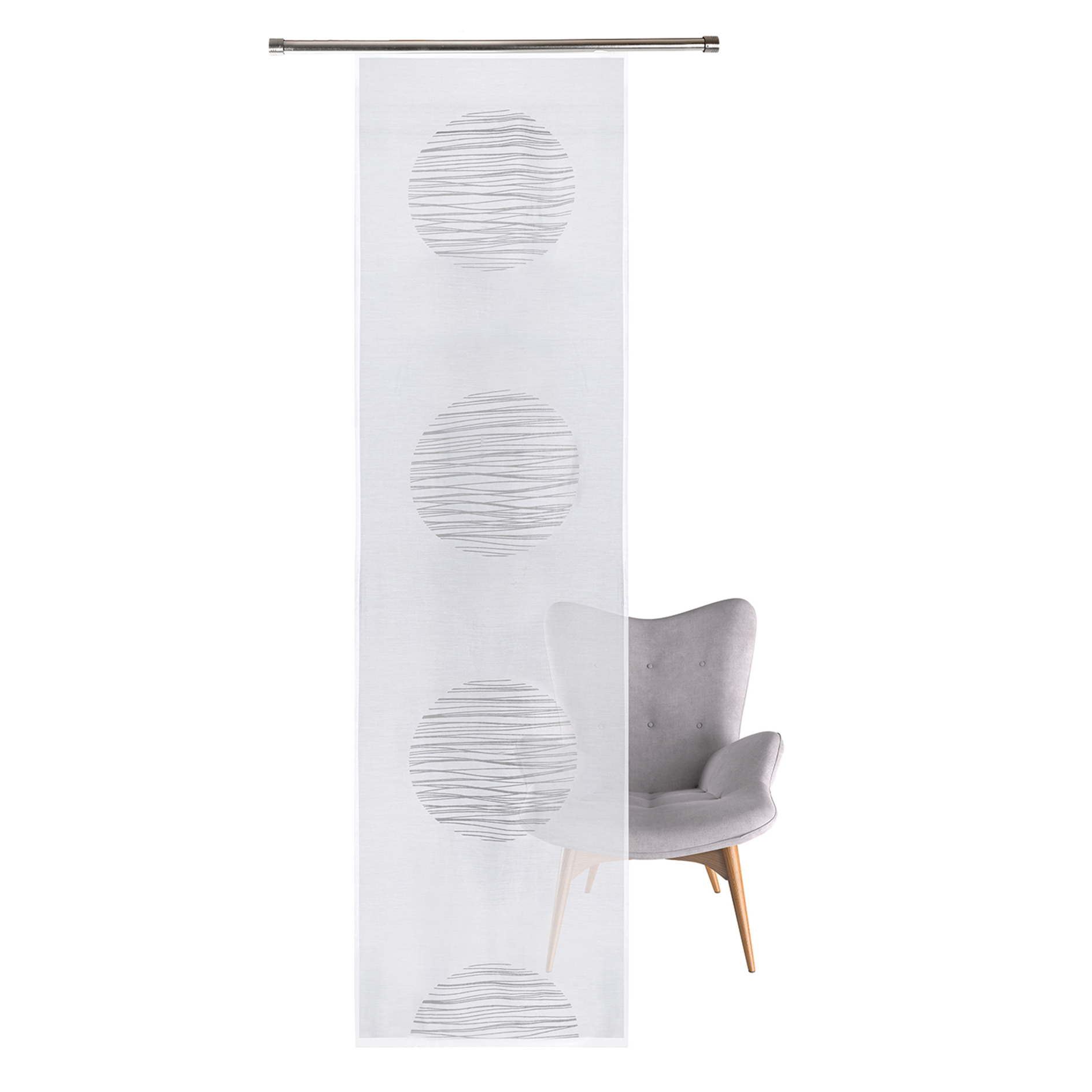 Flächenvorhang - weiß - Kreise - 60x245 cm
