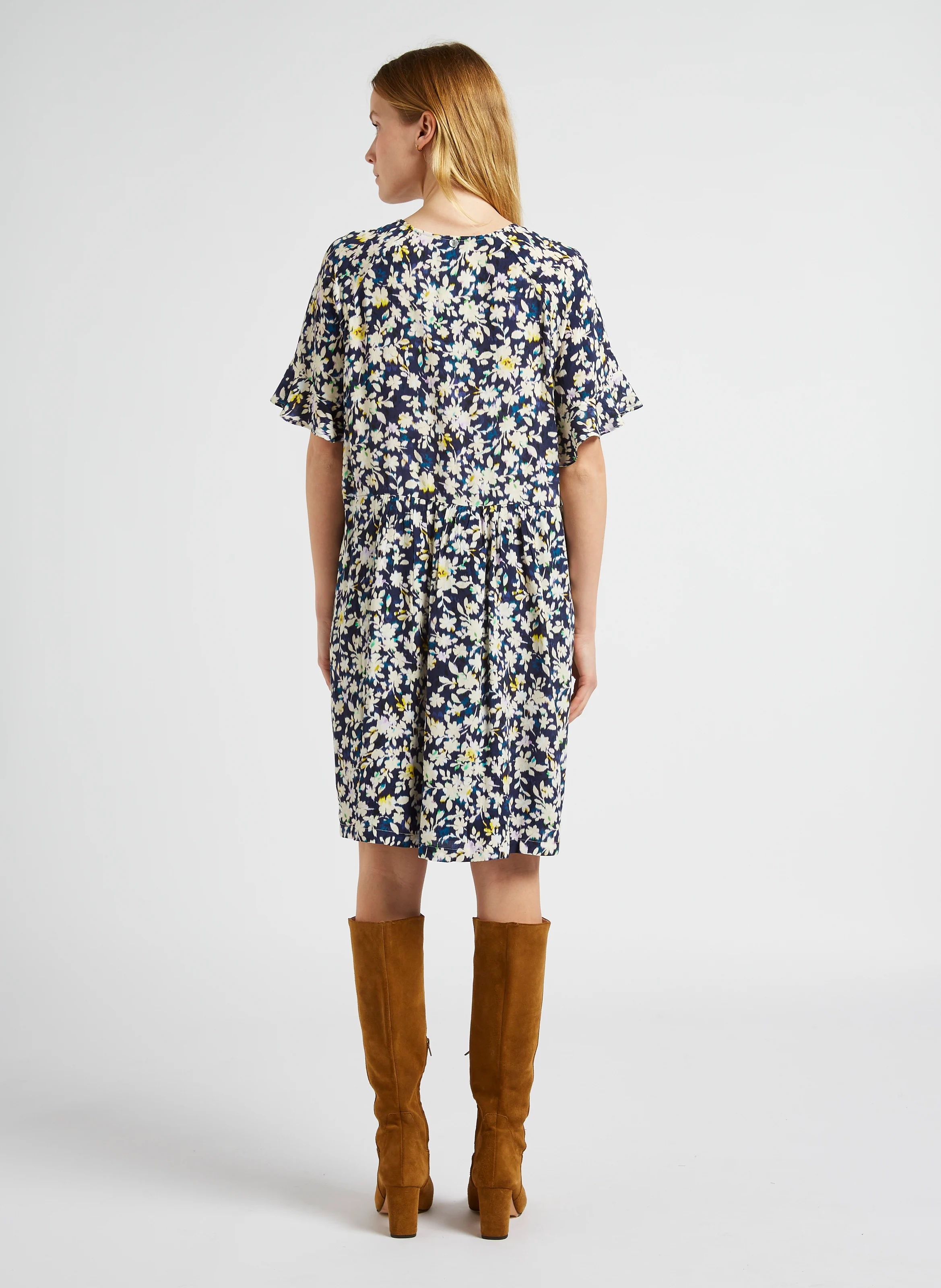 RANDY - Robe ample à col V | Bleu