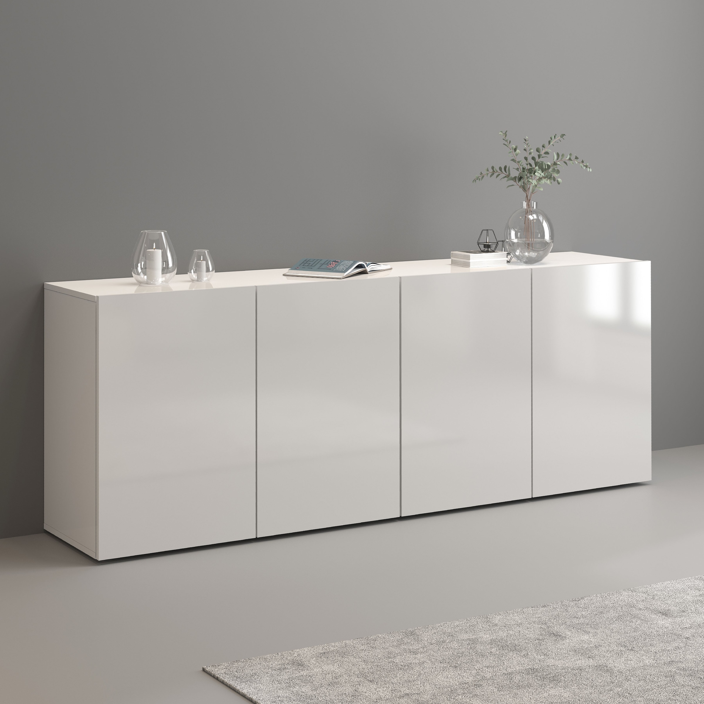 INOSIGN Sideboard »Egypt, Kommode, Schrank, Kredenz,  grifflos« 4 Türen, Fronten Hochglanz lackiert, Breite 180