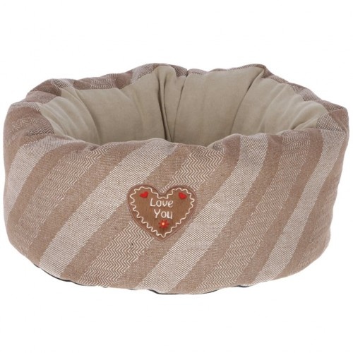 Cama Love You para cães de pequeno porte, bege