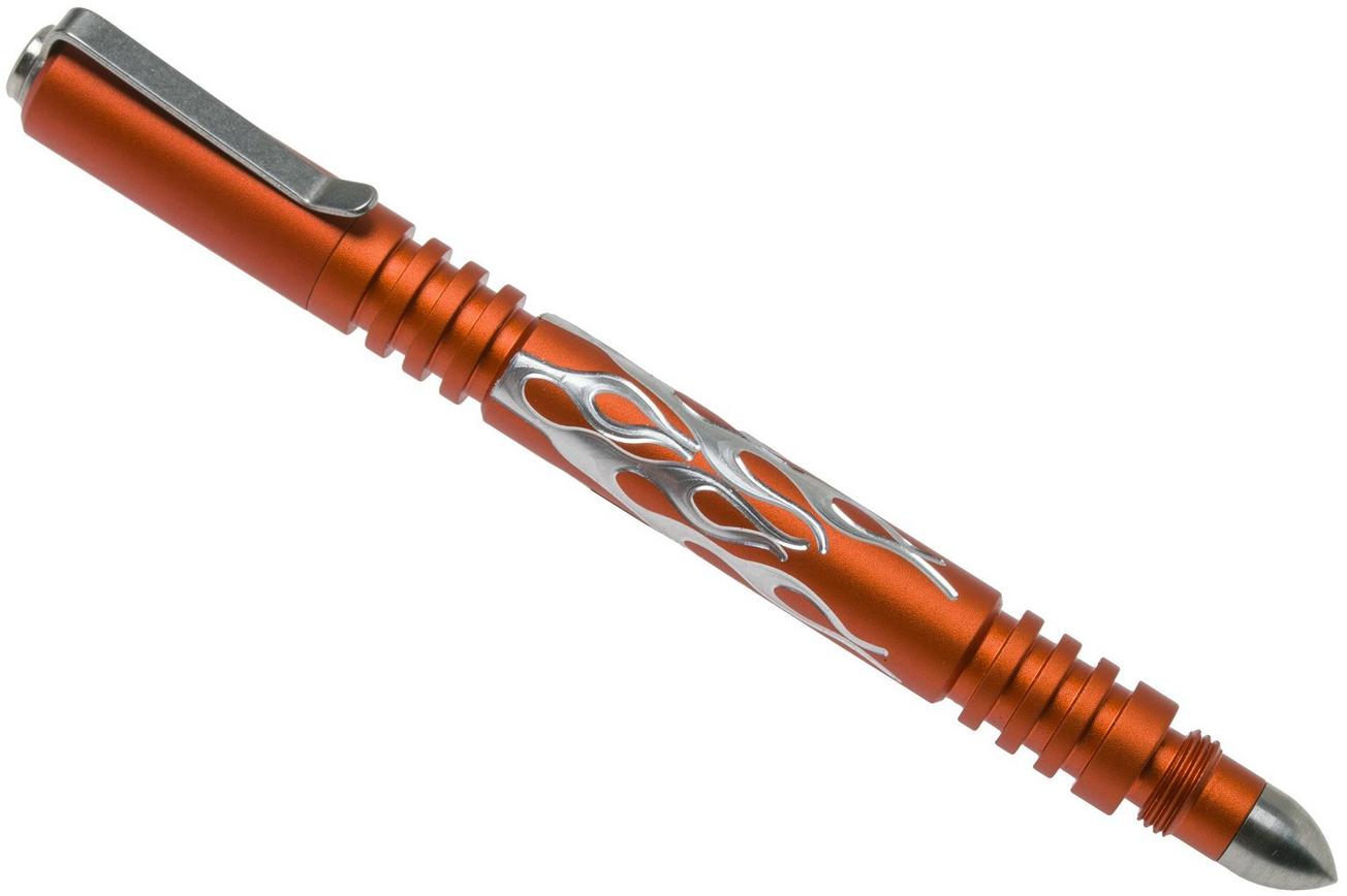 Rick Hinderer Investigator Pen Flames Aluminium Matte Orange, tactische pen