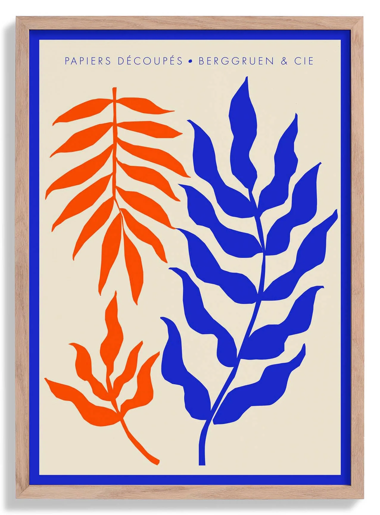 Blätter und Äste Orange Blau Papiers Découpés Kunstausstellung