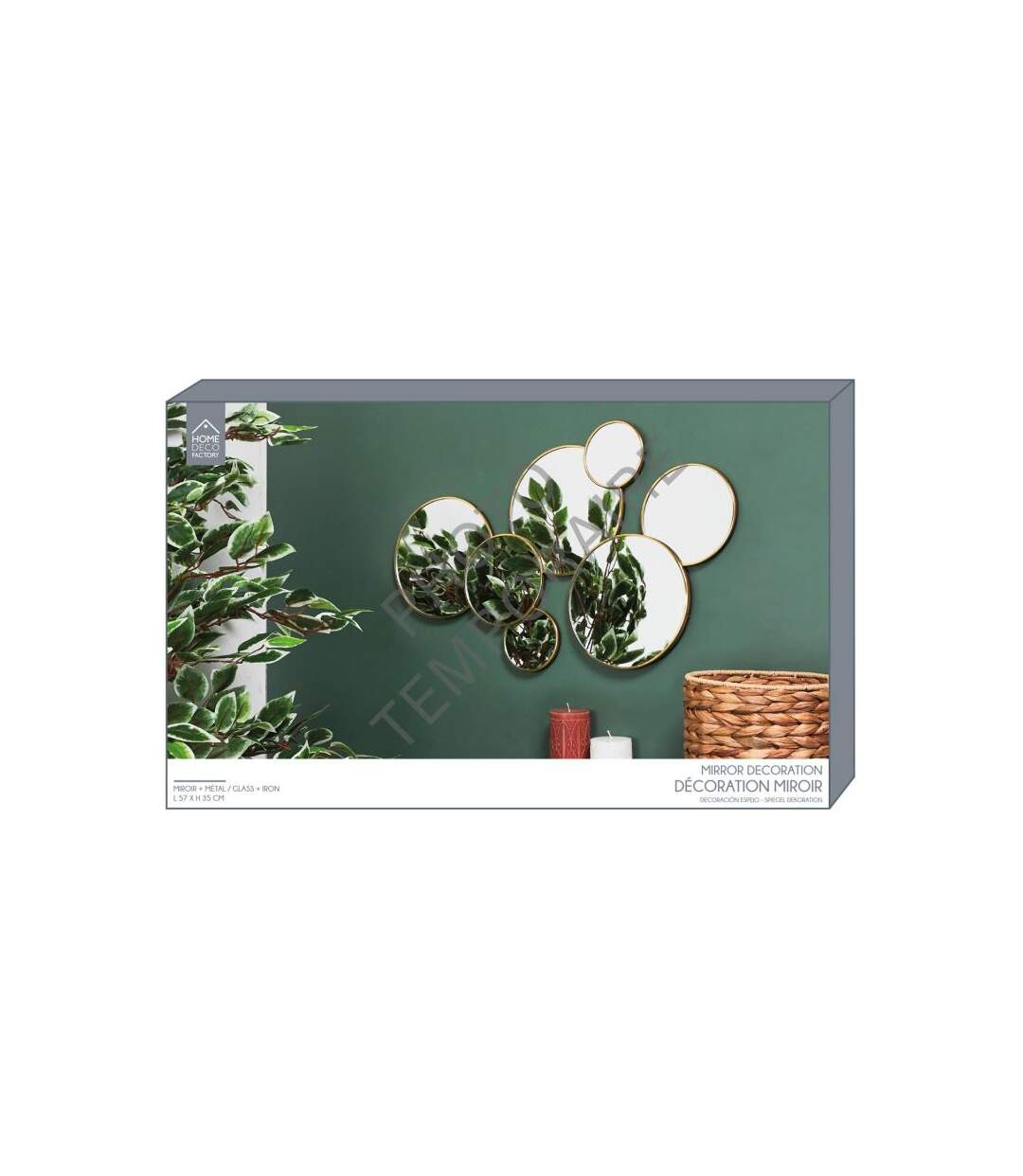 Paris Prix - Lot De 6 Miroirs Muraux rond 57cm Or